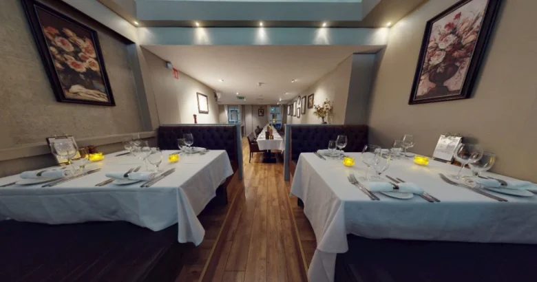 Elegant dining room prepared for a romantic dinner in Dublin