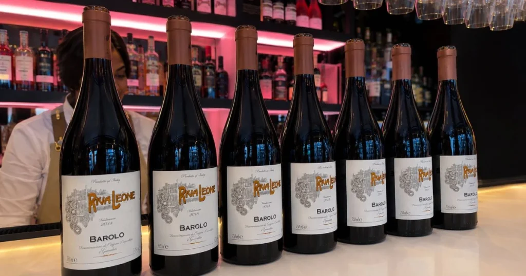 Selection of red wine bottles displayed on a counter